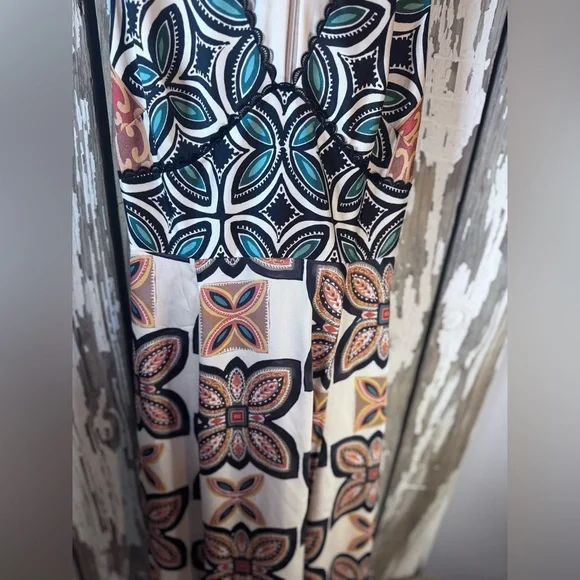 Badgley Mischka Sleeveless Printed Fit & Flare Dress Size 4 NO BELT